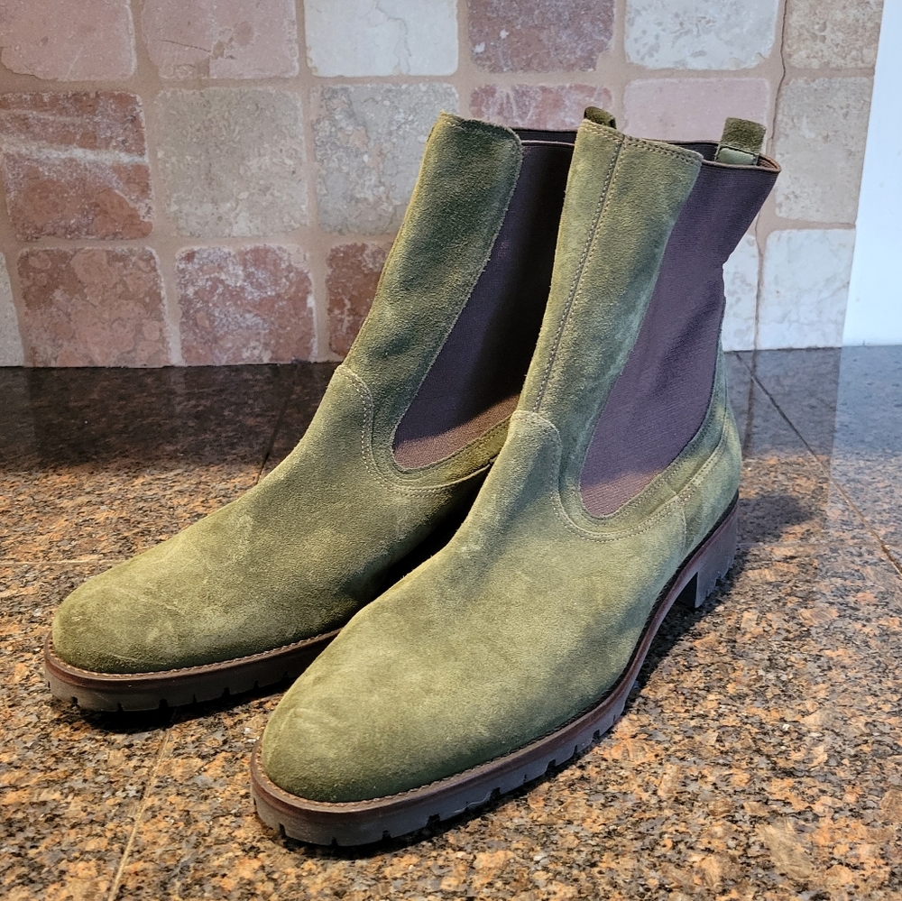 TALBOTS New Suede Pull On Boots Green 9B - Picture 3 of 7